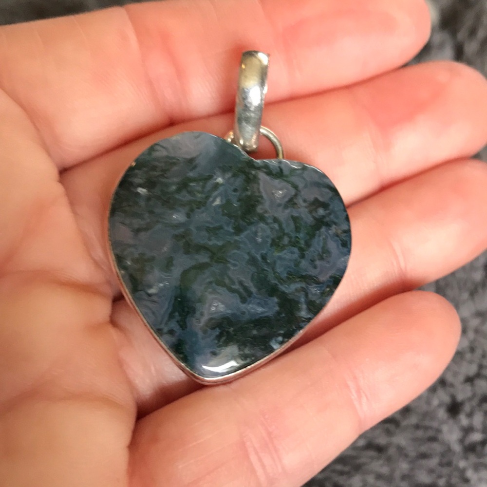 Heart Necklace with Polished Stone